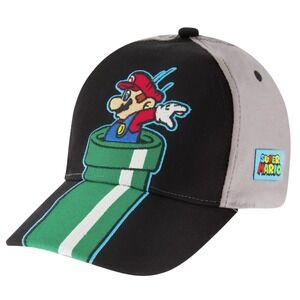 Super Mario Nitendo ABG Youth Kid's Boy's Baseball Hat - Black/Gray Snapback
